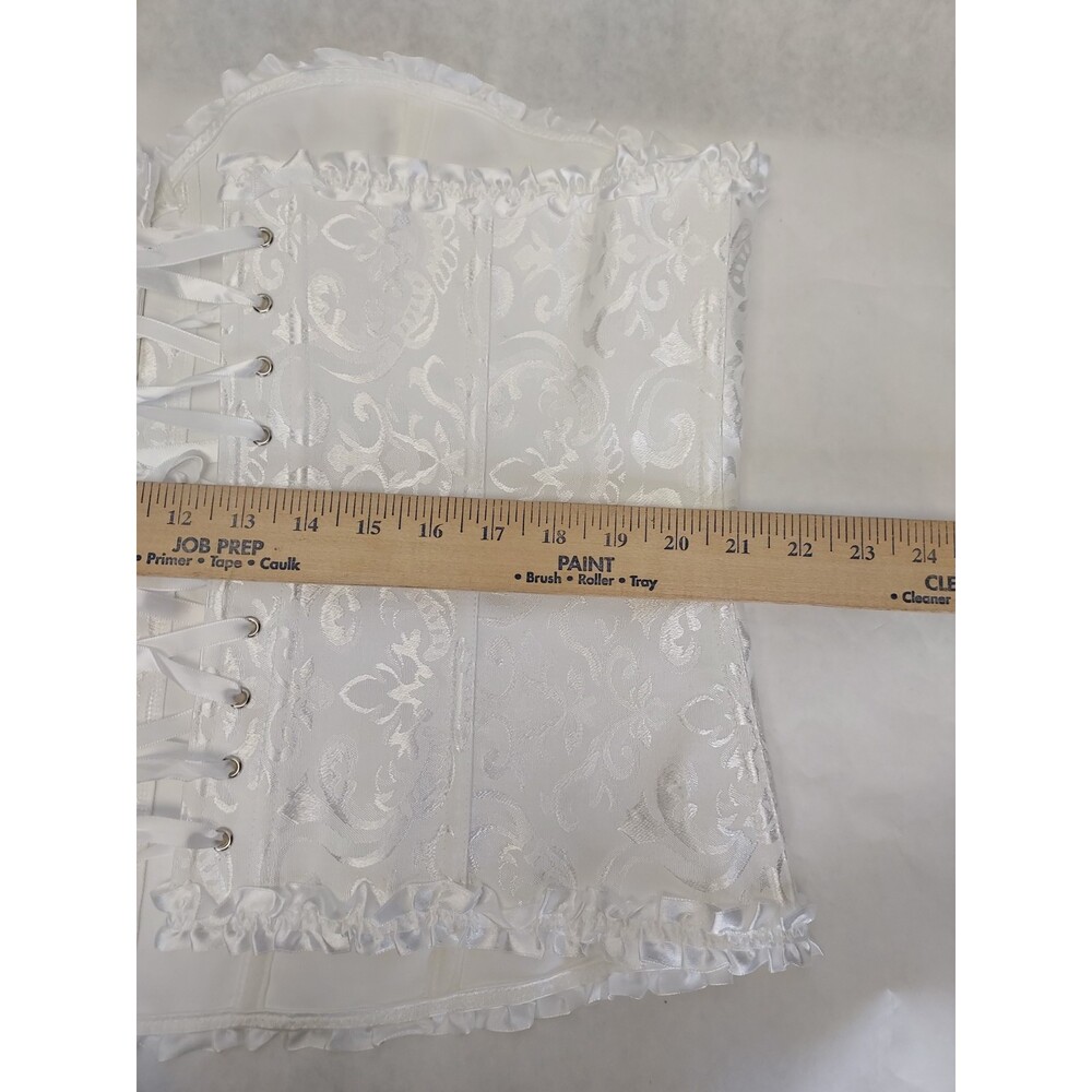 Corset Over Bust Lace Up Bustier US 20-22 6X White Paisley Costume Sexy Lingerie - Picture 12 of 15